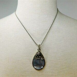 131/7 Sterling Barse 925 Thailand 22in w/ Sterling Pendant with Black Moonstone